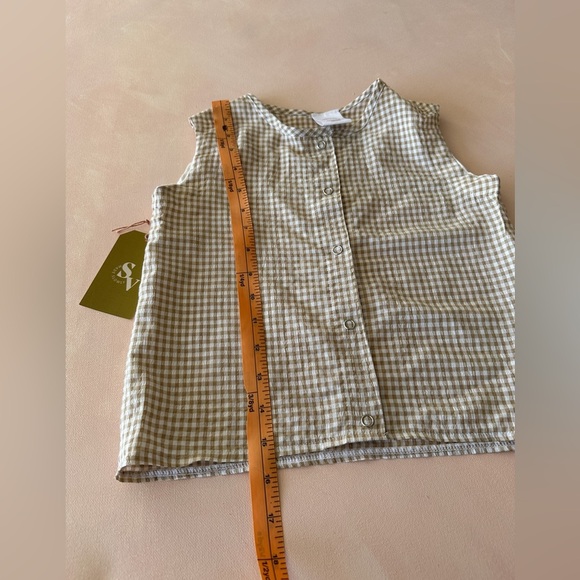 NWT - Handmade Button Down Sleeveless Top/Vest - Tan & Cream Gingham - Size 3-4T - Picture 6 of 6